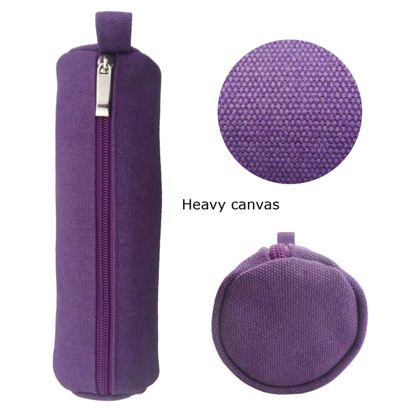 Enyuwlcm Heavy Canvas Stationery Stylish Simple Pencil Bag and Durable Compact Zipper Pencil Case Pouch 1 Pack Purple - Image 4